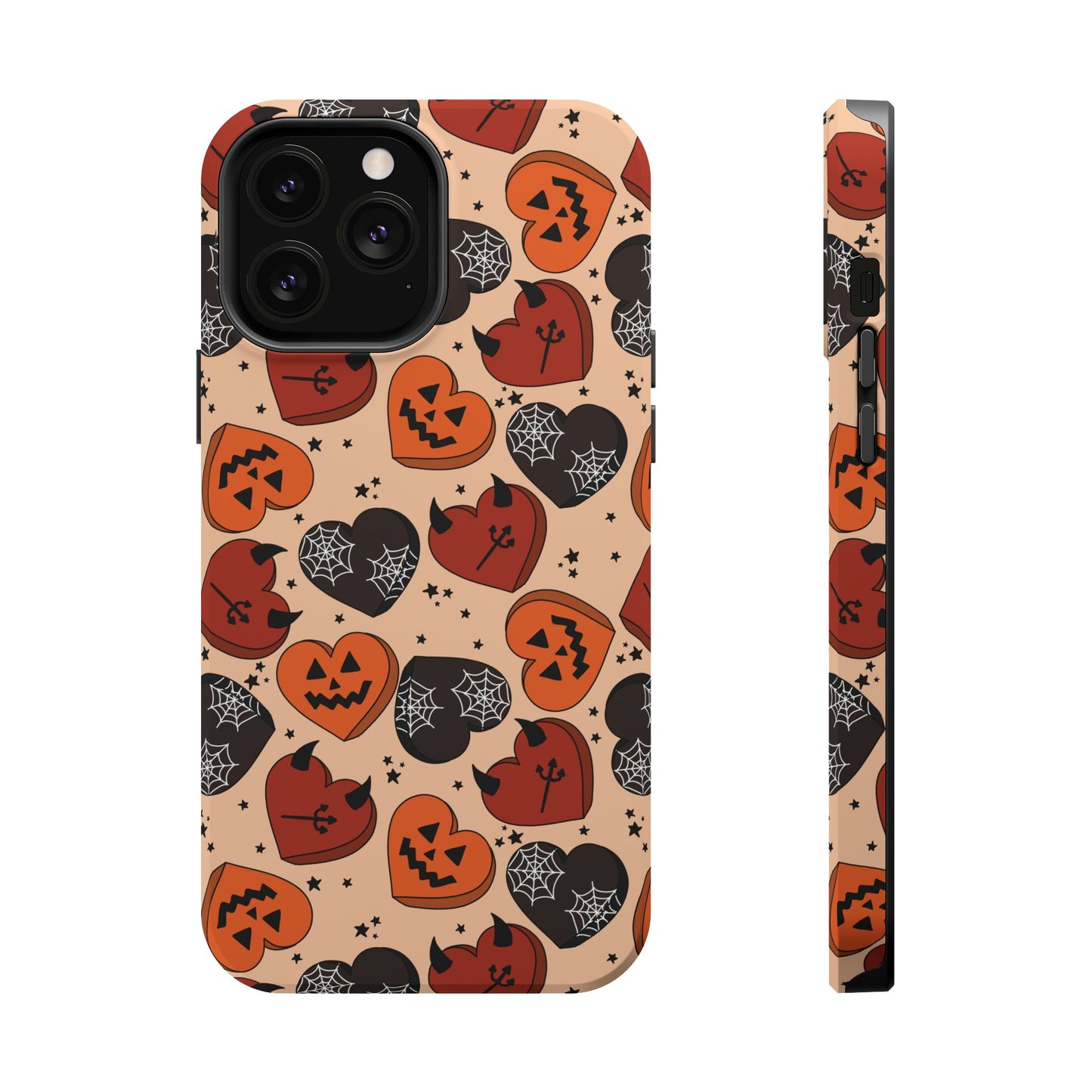 Halloween Magnetic Phone Case, Cute Halloween Phone Cover, Pumpkin and Devil Heart Case, Spooky Season Accessory, Unique Gift