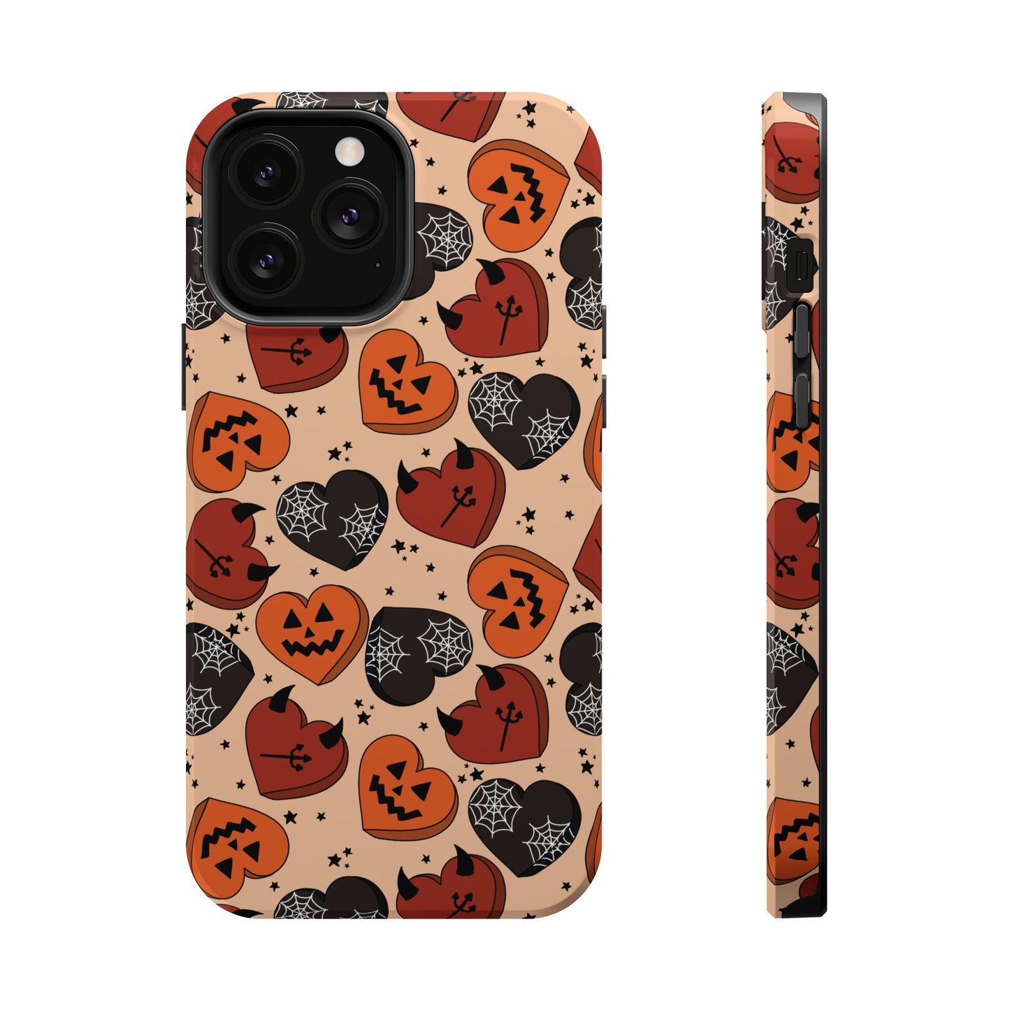 Halloween Magnetic Phone Case, Cute Halloween Phone Cover, Pumpkin and Devil Heart Case, Spooky Season Accessory, Unique Gift